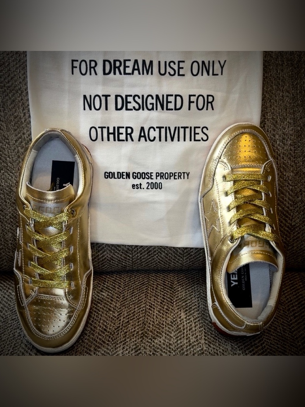 Golden Goose Gold Metallic Low-Top Sneakers: Size 7 - NEW!